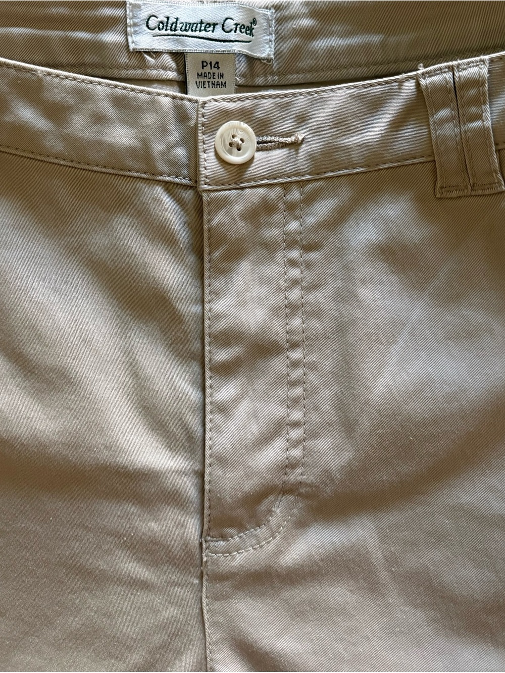 Coldwater Creek Khaki Cropped Pants Size 14 Petite Like New - Picture 1 of 6